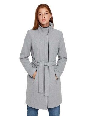 Vero Moda Bessy Wool Coat – Size L – Grey – Belted